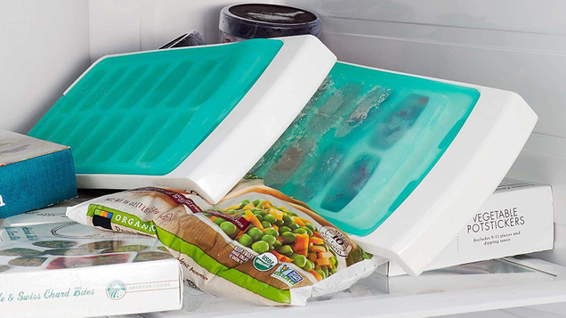 The silicone covers on OXO’s No Spill ice trays mean you can stuff them into your freezer however they’ll fit.